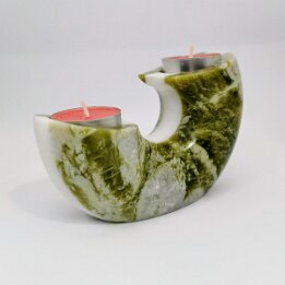 Green Marble Tealight Candle Holder – Crescent Natural Stone Decor null