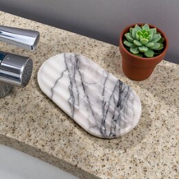 Natural Marble Soap Dish with Drain – Luxury Stone Bathroom Decor null