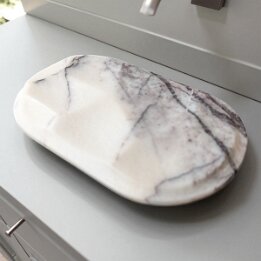 Natural Marble Soap Dish with Drain – Luxury Stone Bathroom Decor null