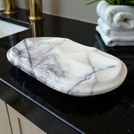 Natural Marble Soap Dish with Drain – Luxury Stone Bathroom Decor null